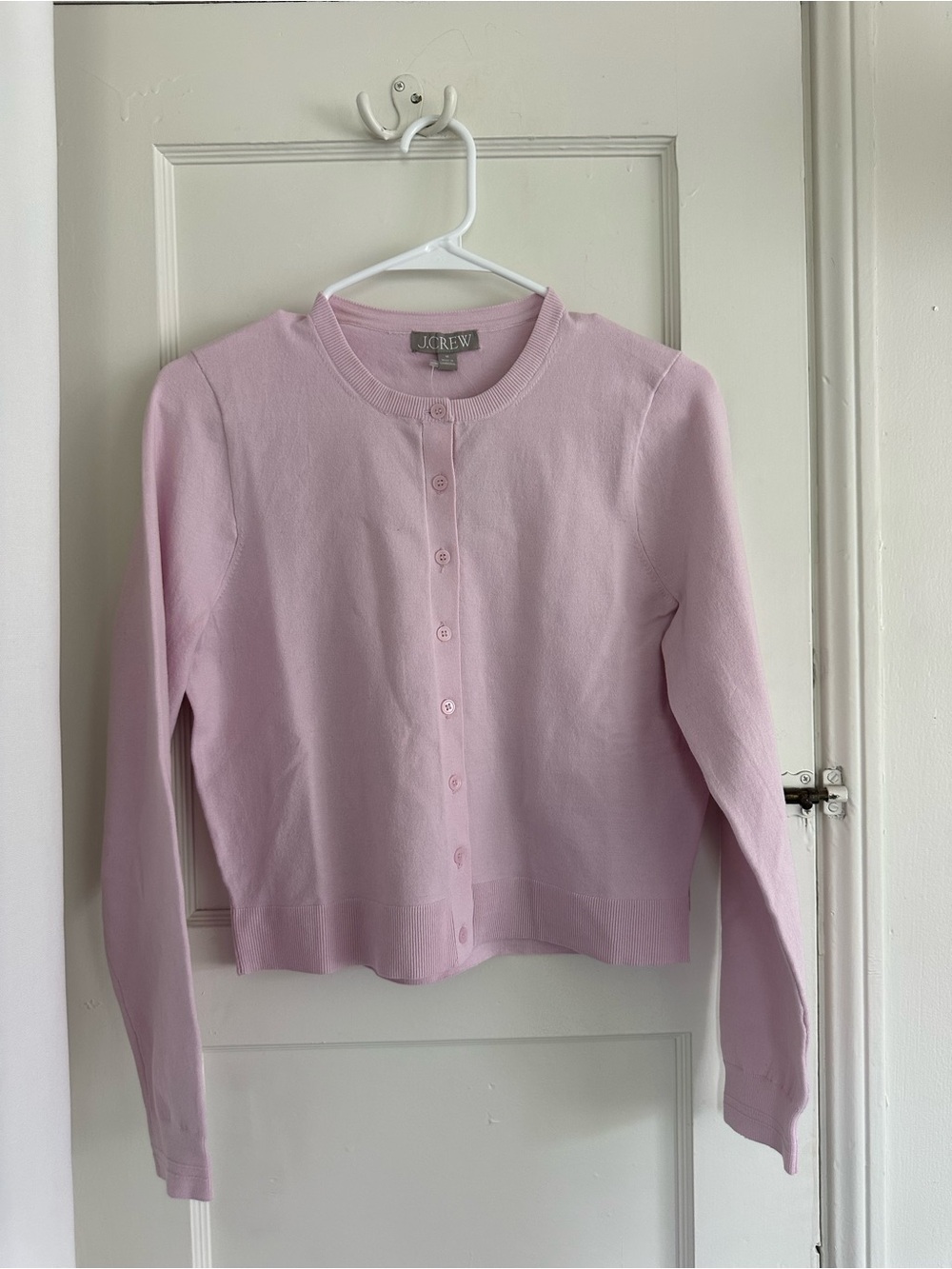 J. Crew Light Pink Button-Front Crewneck Cardigan